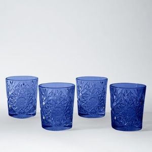 Sapphire Blue Hobstar Glasses (Set of 4)